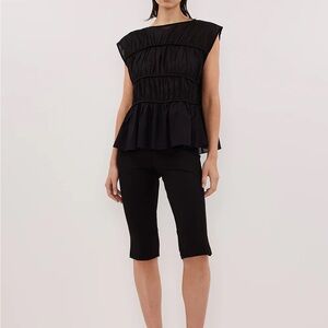 DISSH FLYNN BLACK LINEN TIERED TOP - 8 / BLACK
